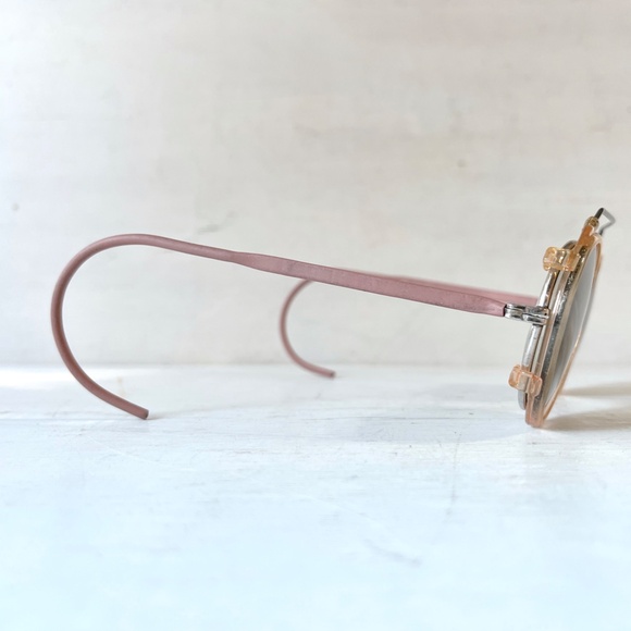 Antique Larry Davis Metal Round Eyeglasses w Sunglasses Clip On Near Sighted Rx - Picture 8 of 16